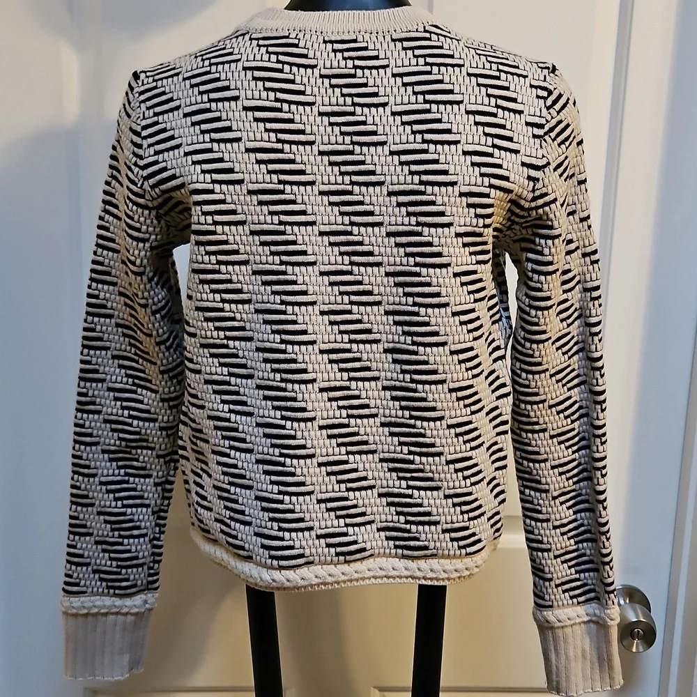 TORY BURCH Geometric Pattern Crew Neck Sweater - XS